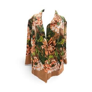 Isaac Mizrahi Live Tropical Floral Blazer Casual Retro Boho Maximalist Resort